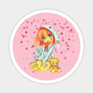 teddy bear anime girl Magnet